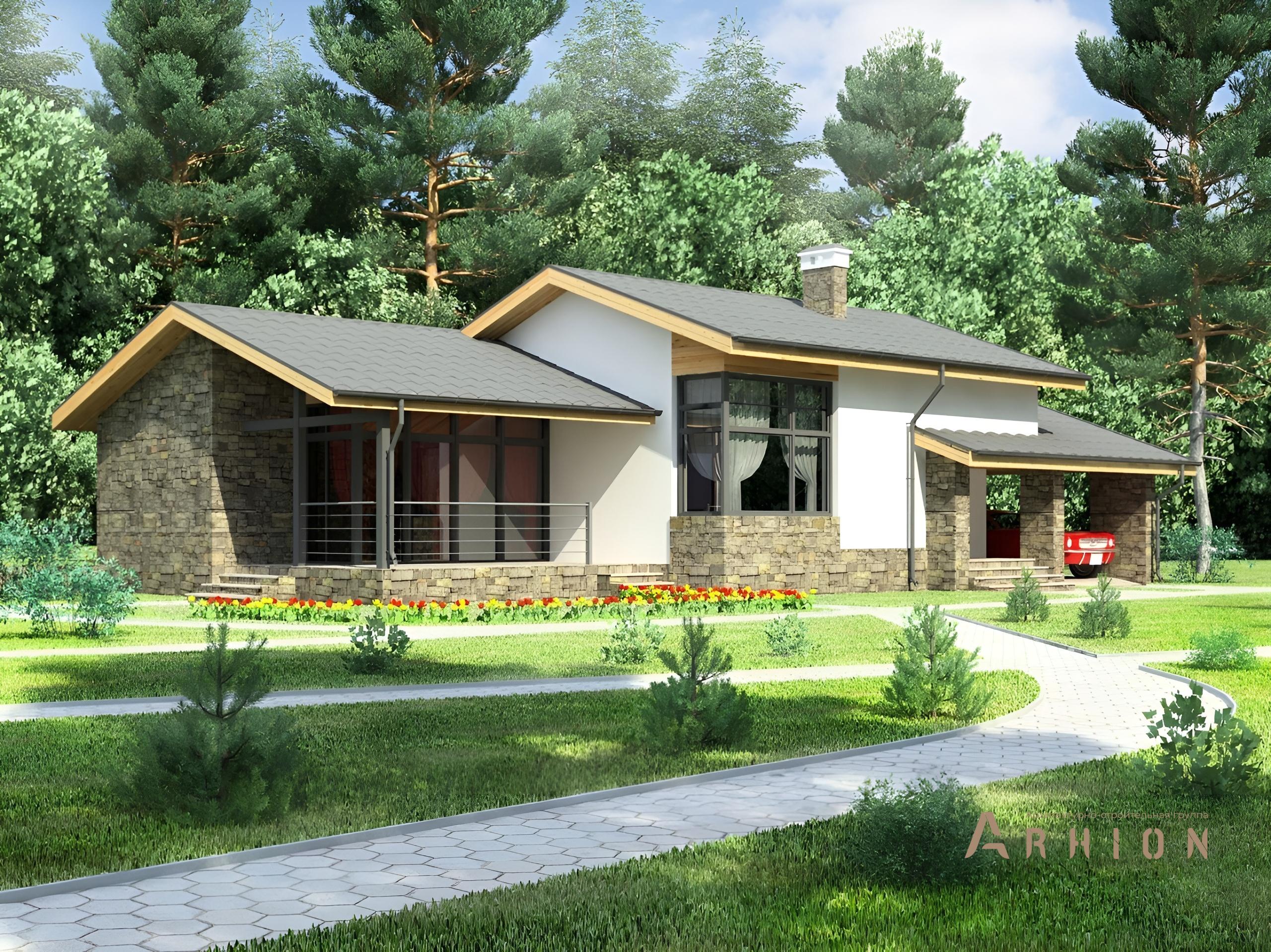 2. Проект одноэтажного дома в альпийском стиле с двускатной кровлей, cp-59-54, площадью - 205 кв